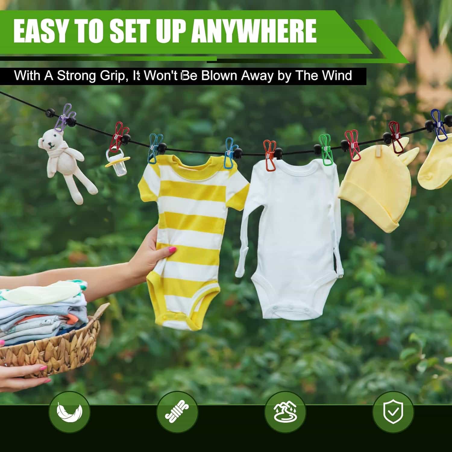 Retractable Portable Clothesline ( 2 pcs ) - Top quality